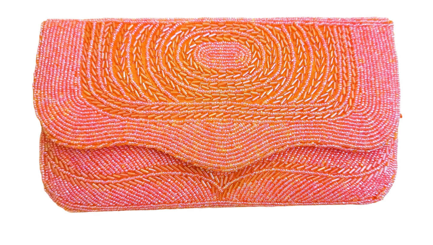 Latest style orange color women and girls party clutch purse