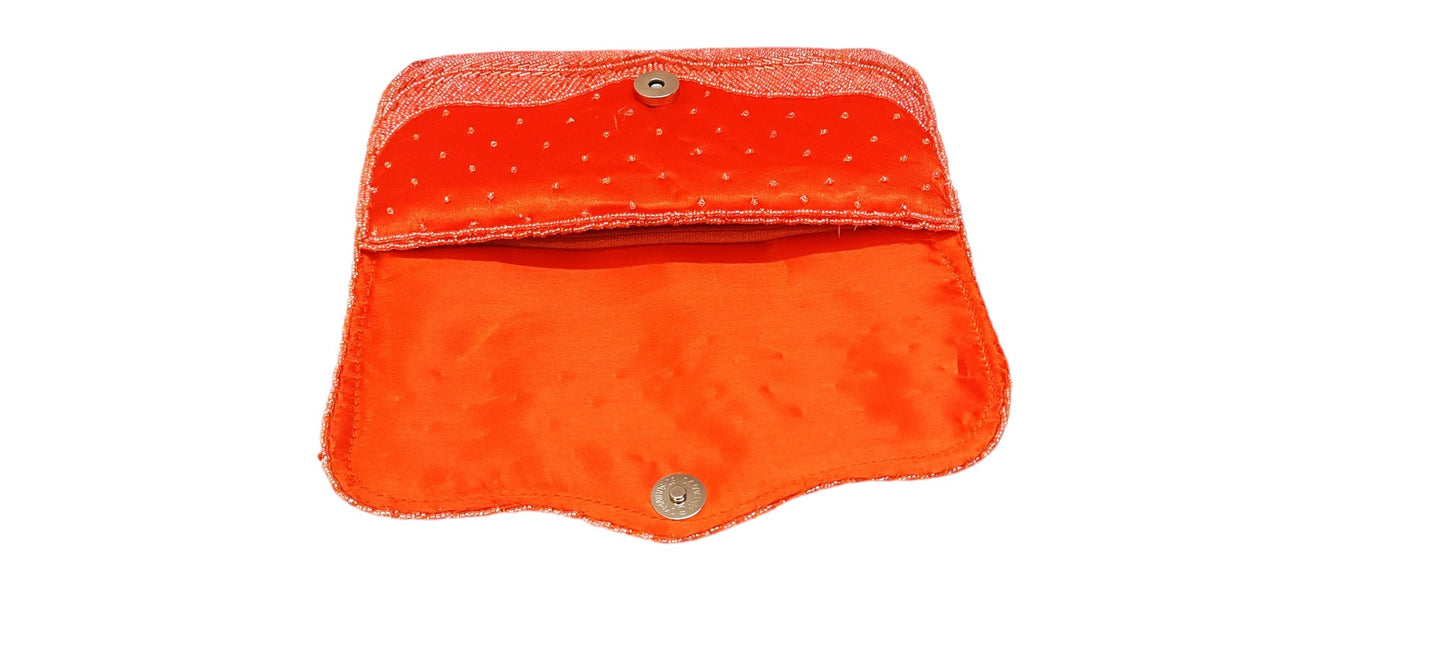 Latest style orange color women and girls party clutch purse