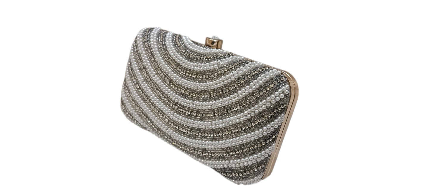 Latest design crystal work women partywear clutch purse