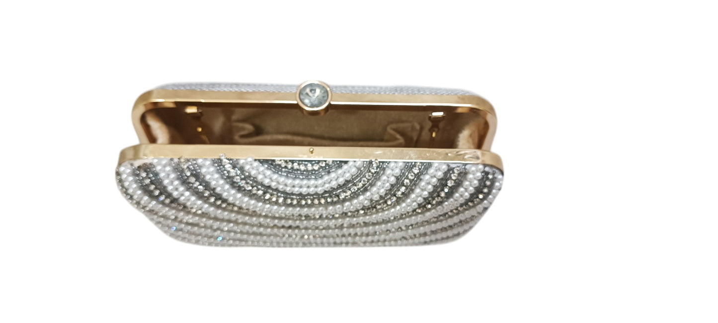 Latest design crystal work women partywear clutch purse