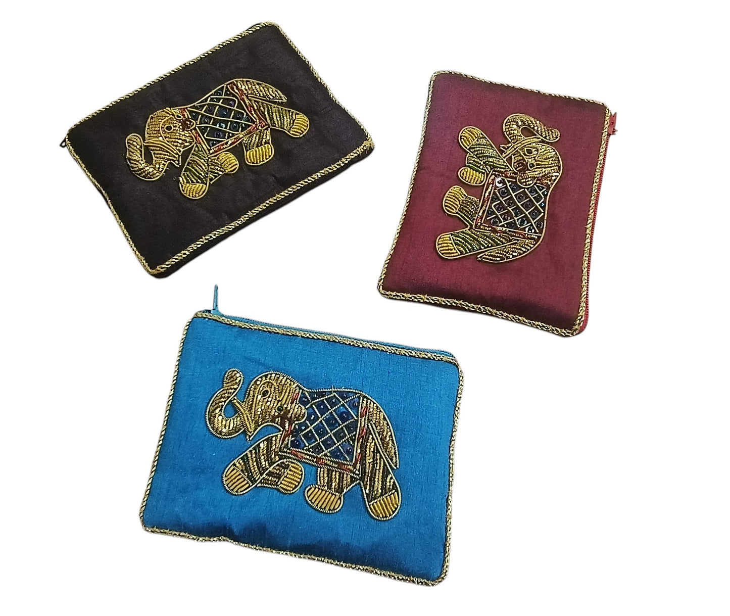 set of 4 pcs Zardosi work Handmade women small coin pouch bag