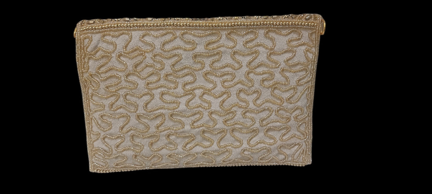 women gold color partywear stylish clutch purse