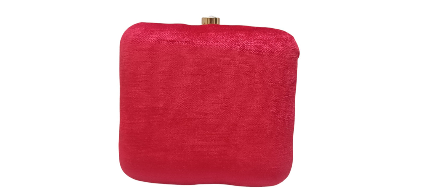 women red color zardosi work clutch purse