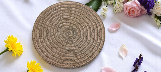 Handcrafted Beaded round Placemat size of 15x15 inch