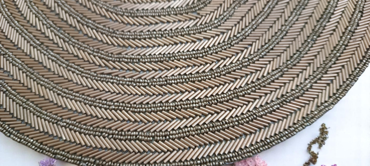 Handcrafted Beaded round Placemat size of 15x15 inch