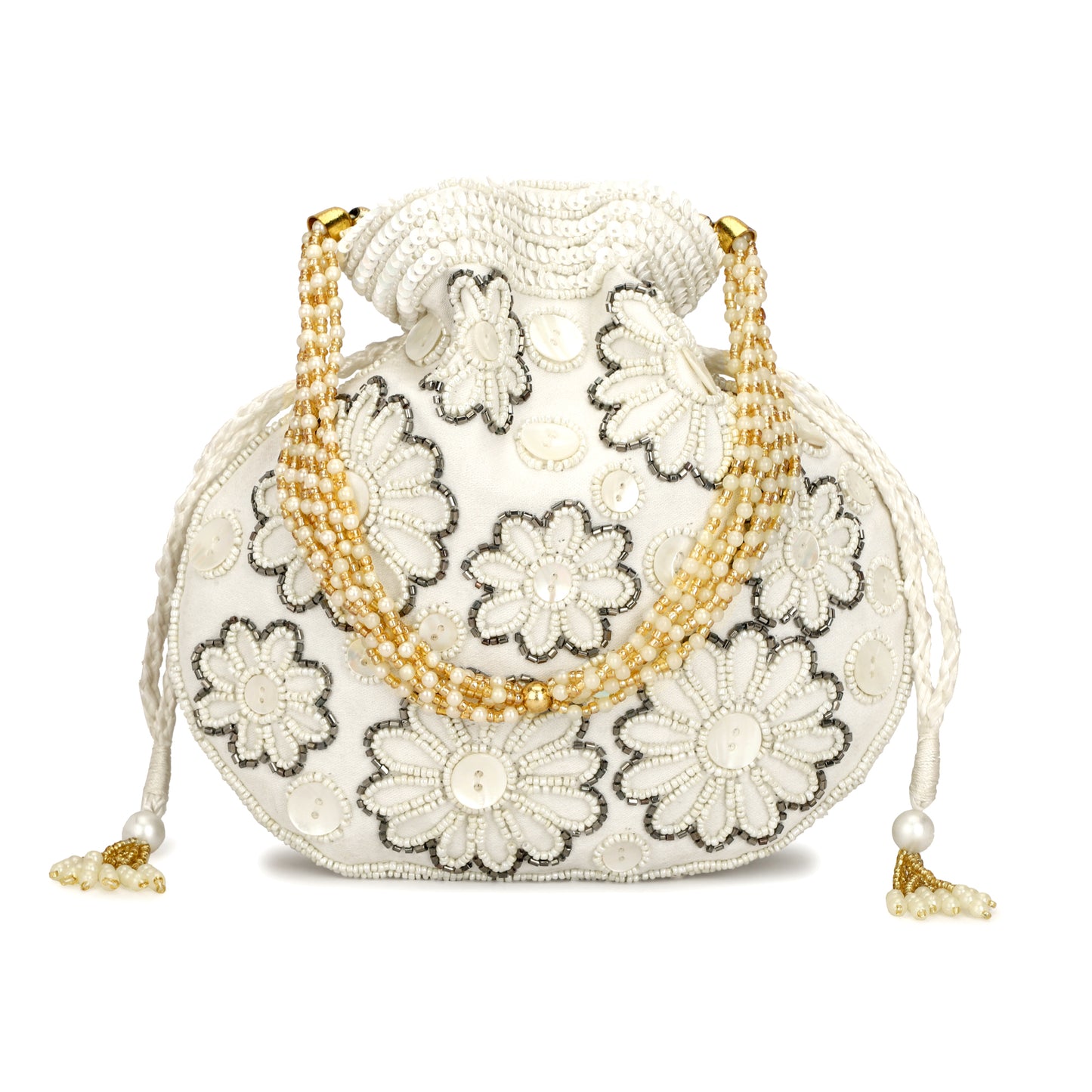 women designer white potli bag