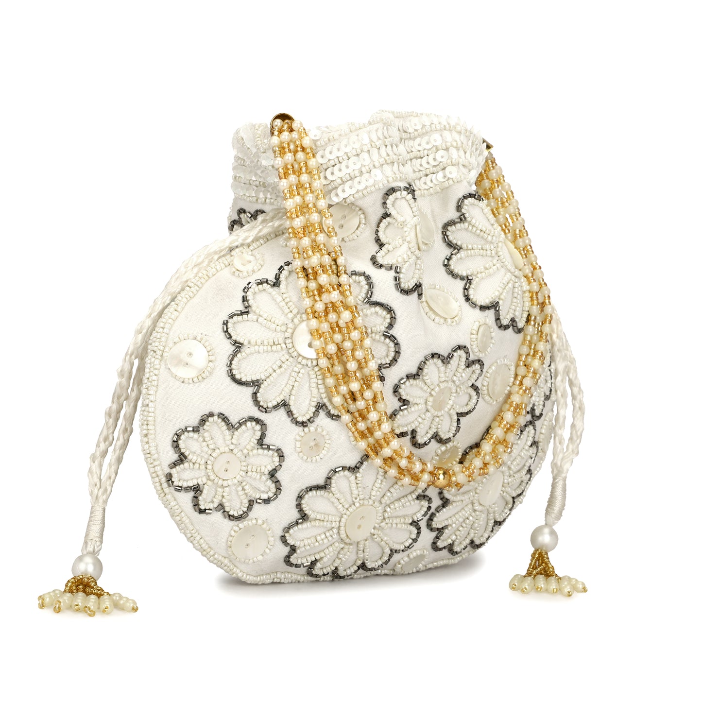 women designer white potli bag