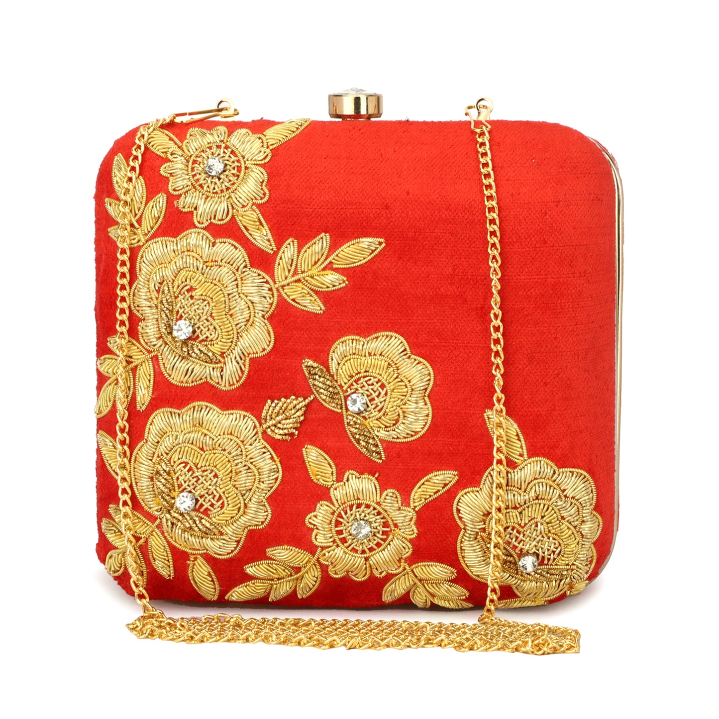 women red color handmade bridal clutch purse