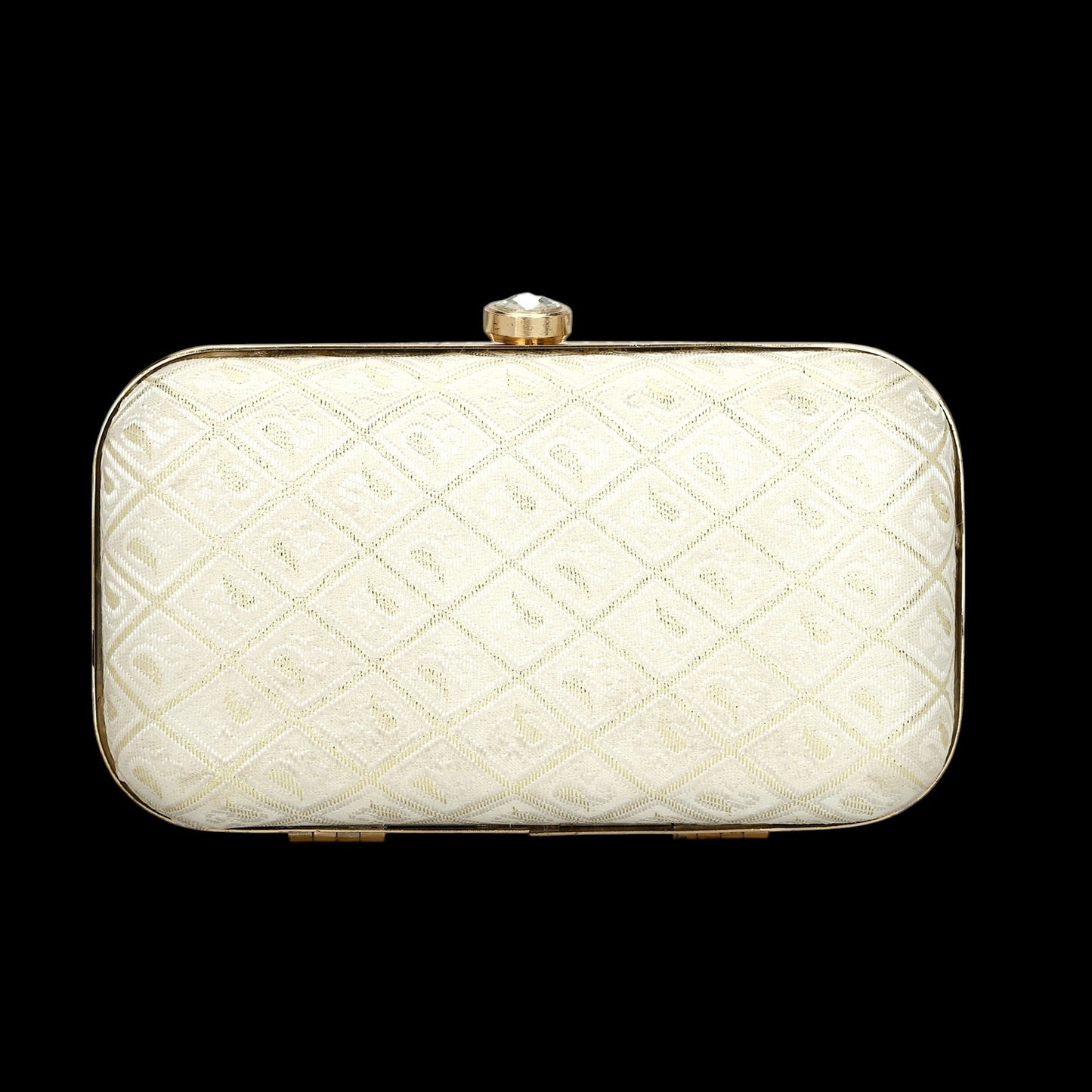 white pearl crystal beads women clutch box purse