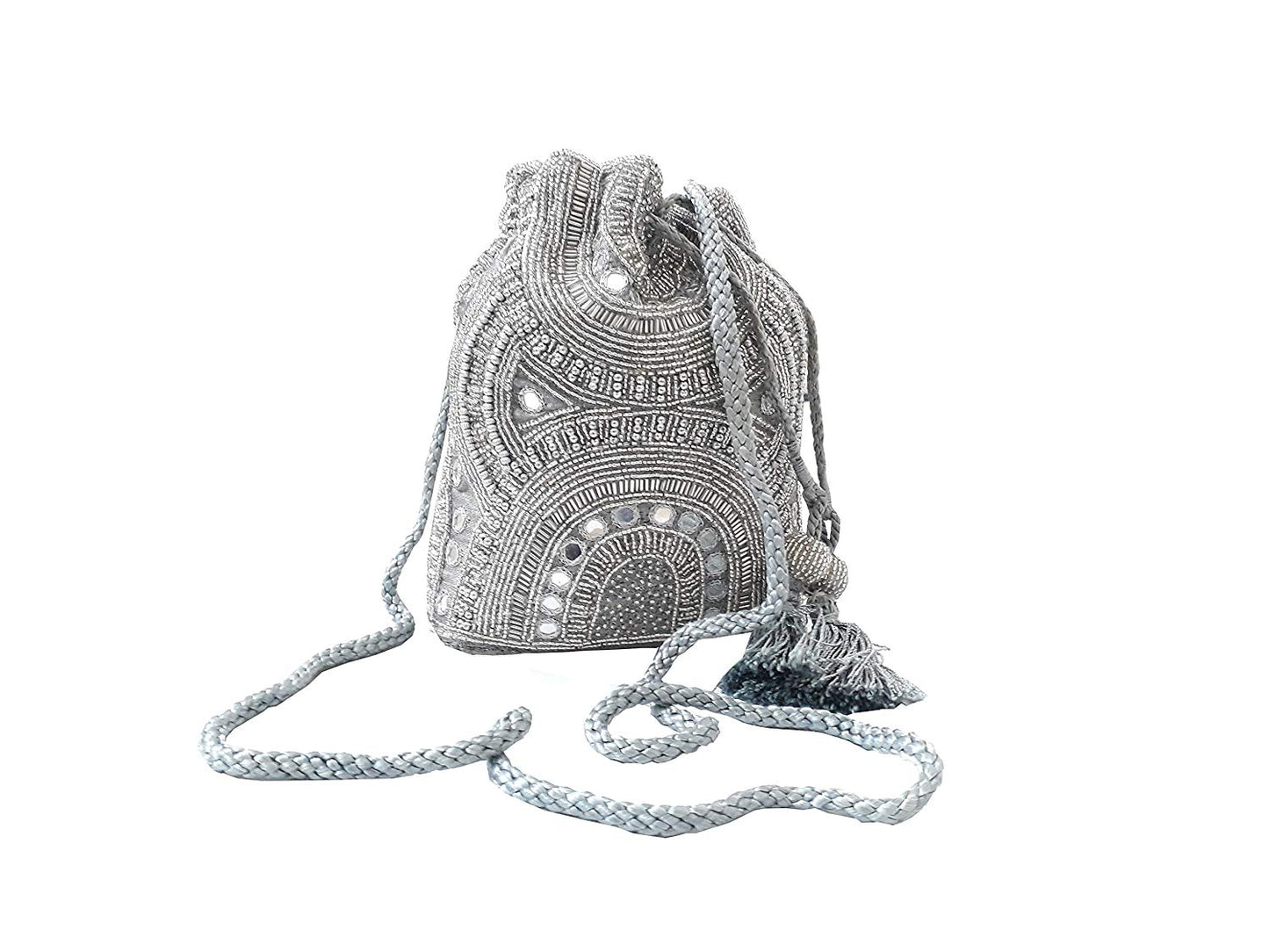 Trendy women silver beads potli bag