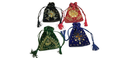 Zardosi work handmade velvet small pouch bags