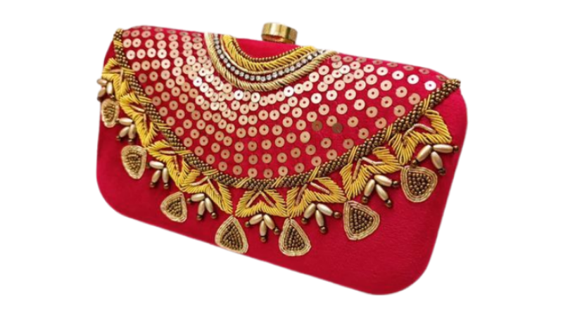 Modern design zardosi work handmade women wedding clutch purse