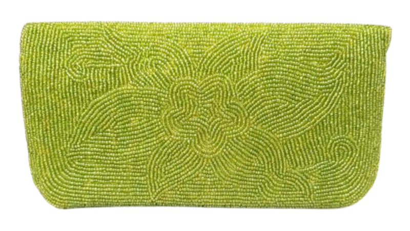 Embroided Stylish Fancy Women's Green beads Evening  Party Clutch Wedding Bag Wallet