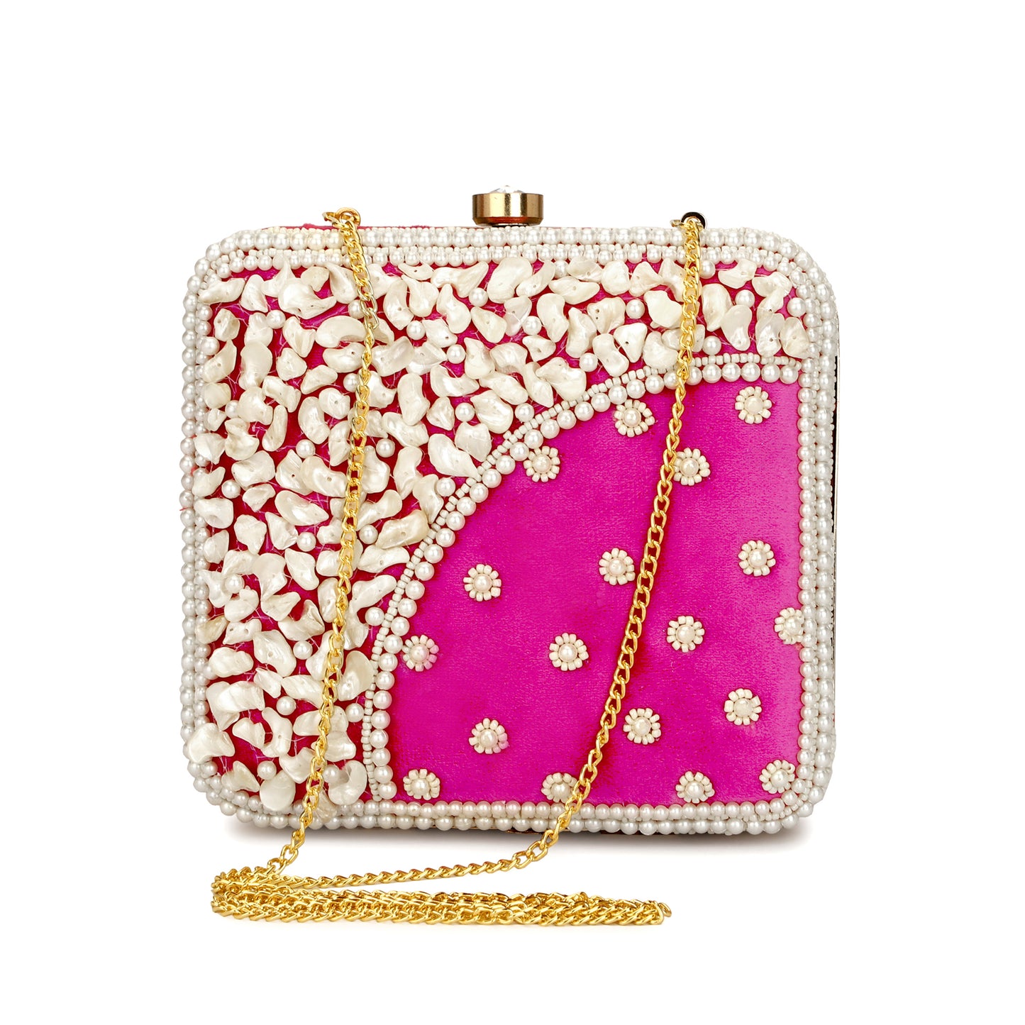 Women's pearl Floral Rhinestone Beaded Evening Party Clutch Wedding Bag Wallet